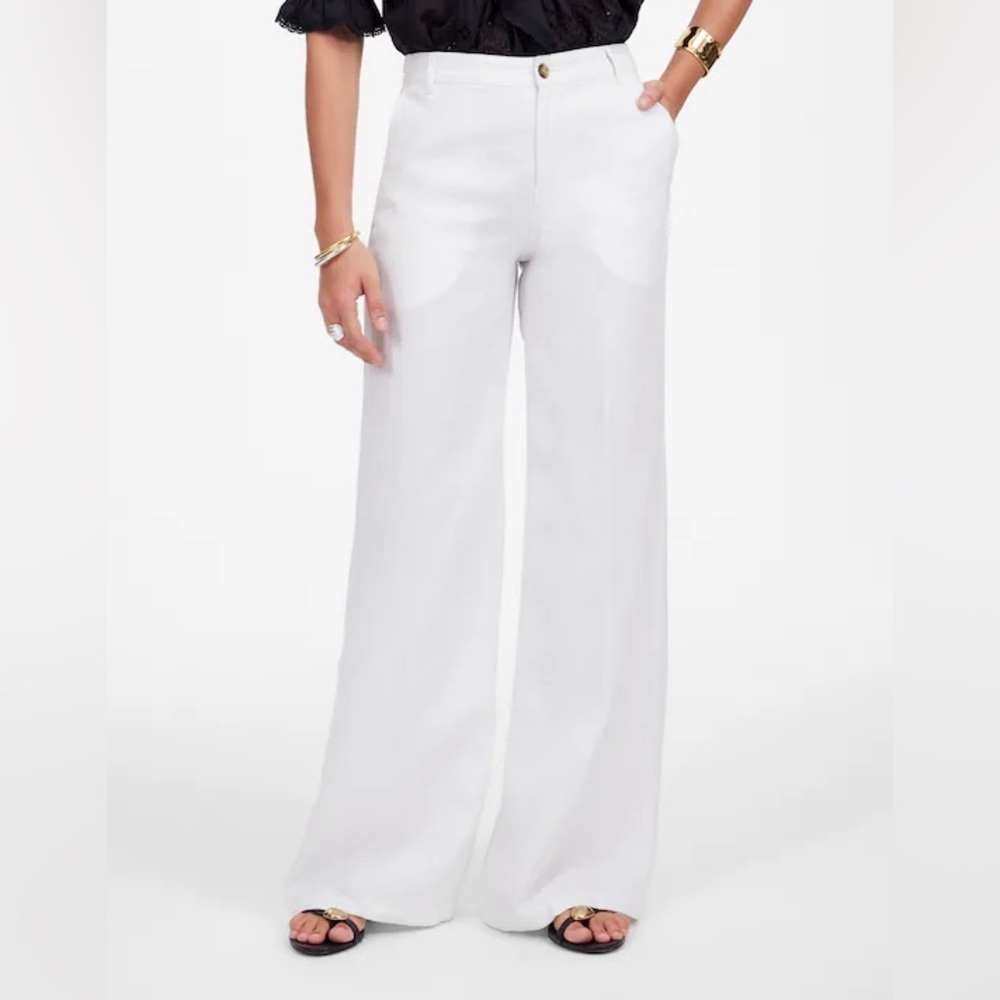 Madewell White Wide-Leg 100% Linen Women's Pants